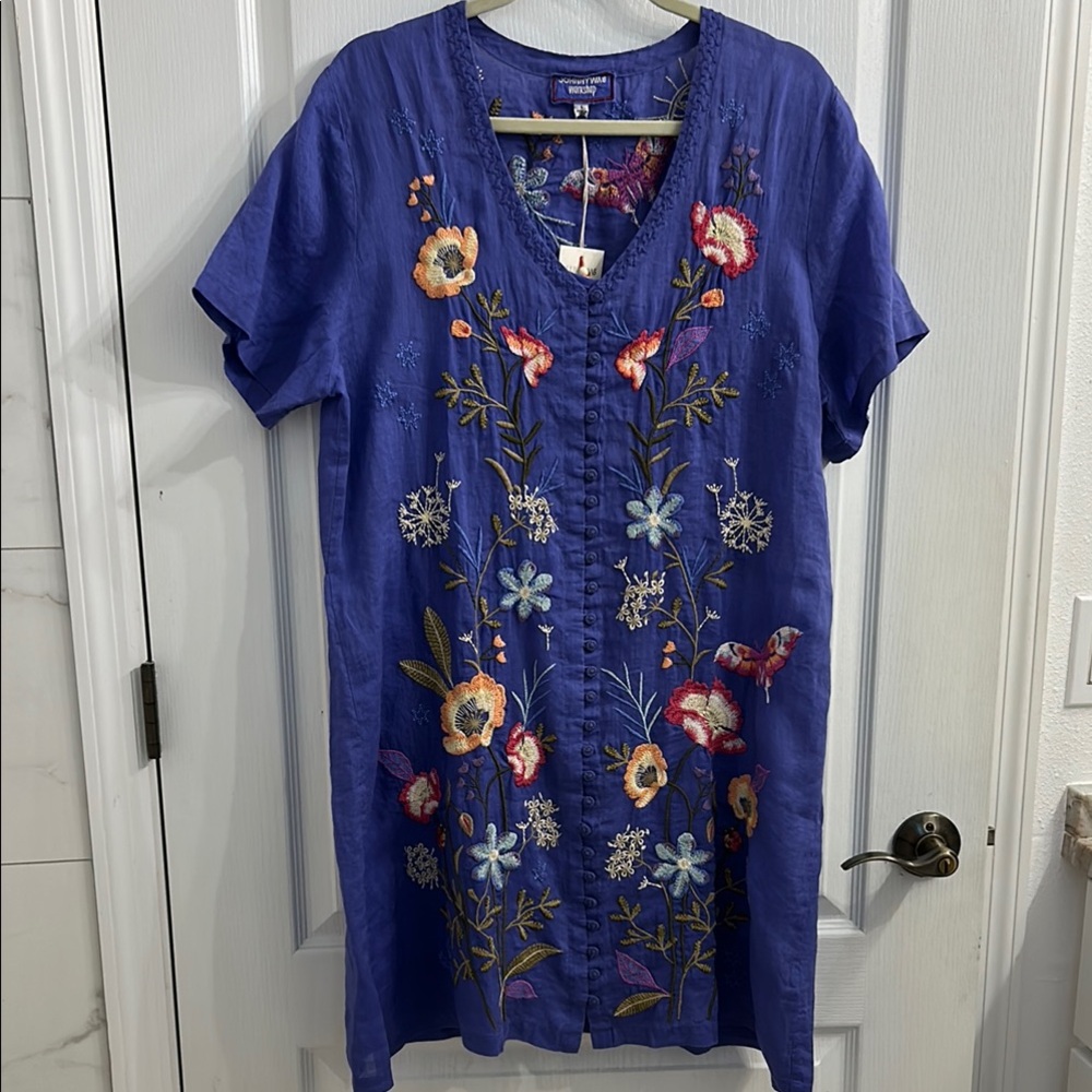 JOHNNY WAS Nila Easy Breezy Boho Embroidered Tunic or Mini Dress NWT